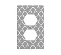 WKSGDSG Decorative Duplex Outlet Wall Plate, Quatrefoil Grey, 1 Gang Duplex Light Switch Cover Plate, Double Outlet Wall Plate, Heat-Resistant Double Toggle Switch Cover for Bathroom Bedroom Decor