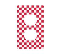 WKSGDSG Decorative Duplex Outlet Wall Plate, Red White Grids, 1 Gang Duplex Light Switch Cover Plate, Double Outlet Wall Plate, Heat-Resistant Double Toggle Switch Cover for Bathroom Bedroom Decor