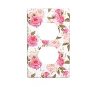 WKSGDSG Decorative Duplex Outlet Wall Plate, Rose Floral Flower, 1 Gang Duplex Light Switch Cover Plate, Double Outlet Wall Plate, Heat-Resistant Double Toggle Switch Cover for Bathroom Bedroom Decor