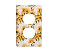 WKSGDSG Decorative Duplex Outlet Wall Plate, Sunflower, 1 Gang Duplex Light Switch Cover Plate, Double Outlet Wall Plate, Heat-Resistant Double Toggle Switch Cover for Bathroom Bedroom Decor