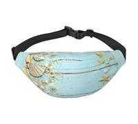 WKSGDSG Fanny Pack for Women & Men Beach Seashells Sport Waist Bag with Adjustable Belt Hands Free Waterproof Lightweight Crossbody Shoulder Bag Purse for Camping Travel, Carry All Phones Wallet