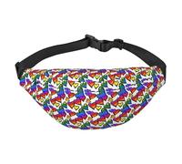 WKSGDSG Fanny Pack for Women & Men Colored Hearts Sport Waist Bag with Adjustable Belt Hands Free Waterproof Lightweight Crossbody Shoulder Bag Purse for Camping Travel, Carry All Phones Wallet