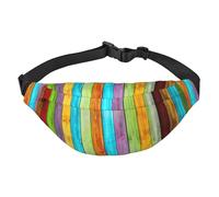 WKSGDSG Fanny Pack For Women & Men Colorful Wooden Boards Sport Waist Bag With Adjustable Belt Hands Free Waterproof Lightweight Crossbody Shoulder Bag Purse For Camping Travel Carry All Phones Wallet