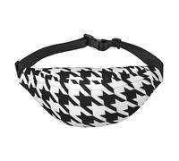 WKSGDSG Fanny Pack for Women & Men Houndstooth Black Sport Waist Bag with Adjustable Belt Hands Free Waterproof Lightweight Crossbody Shoulder Bag Purse for Camping Travel, Carry All Phones Wallet