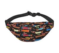 WKSGDSG Fanny Pack For Women Men I Love My Dog Dachshunds Sport Waist Bag With Adjustable Belt Hands Free Waterproof Lightweight Crossbody Shoulder Bag Purse For Camping Travel Carry All Phones Wallet