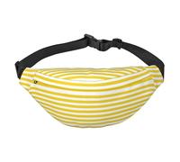 WKSGDSG Fanny Pack for Women & Men Lemon Yellow Stripes Sport Waist Bag with Adjustable Belt Hands Free Waterproof Lightweight Crossbody Shoulder Bag Purse for Camping Travel, Carry All Phones Wallet