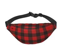 WKSGDSG Fanny Pack for Women & Men Plaid Red Black Sport Waist Bag with Adjustable Belt Hands Free Waterproof Lightweight Crossbody Shoulder Bag Purse for Camping Travel, Carry All Phones Wallet