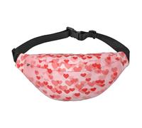 WKSGDSG Fanny Pack for Women & Men Red Hearts Sport Waist Bag with Adjustable Belt Hands Free Waterproof Lightweight Crossbody Shoulder Bag Purse for Camping Travel, Carry All Phones Wallet