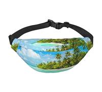 WKSGDSG Fanny Pack For Women & Men Sandy Beach Palm Tree Sport Waist Bag With Adjustable Belt Hands Free Waterproof Lightweight Crossbody Shoulder Bag Purse For Camping Travel, Carry All Phones Wallet