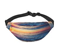 WKSGDSG Fanny Pack for Women & Men Sunset Beach Shore Sport Waist Bag with Adjustable Belt Hands Free Waterproof Lightweight Crossbody Shoulder Bag Purse for Camping Travel, Carry All Phones Wallet