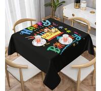 WKSGDSG Farmhouse Tablecloths For Square Tables, Happy Birthday Big Cake Table Cloths For Outdoor Indoor Wipeable Washable Soft Polyester Table Cover For Kitchen Party Banquet Home Decor, 137x137cm