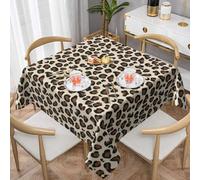 WKSGDSG Farmhouse Tablecloths For Square Tables, Leopard Print Table Cloths For Outdoor Indoor Wipeable Washable Soft Polyester Table Cover For Kitchen Party Banquet Home Decor, 137x137cm