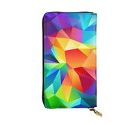 WKSGDSG Faux Leather Organizer Wallet For Women, Rainbow Geometric, Long Zip Coin Purse, Travel Checkbook Holder & Card Case Wallet For Everyday Use, Gifts Reusable Check Budget Money Purse For Ladies