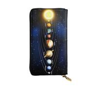 WKSGDSG Faux Leather Organizer Wallet for Women, Solar System, Long Zip Coin Purse, Travel Checkbook Holder & Card Case Wallet for Everyday Use, Gifts Reusable Check Budget Money Purse for Ladies