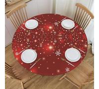 WKSGDSG Fitted Table Covers For Round Tables, Christmas Elastic Table Cloth 54"/138 Cm, Washable Wipeable Polyester Tablecloths For Kitchen Dining Party Holiday (Fit 45'' - 50'' Round Table)