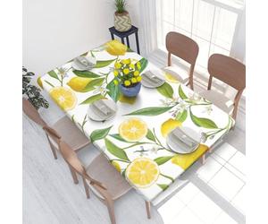 WKSGDSG Fitted Tablecloths For 4 Foot Rectangular Table, Fresh Tropical Lemons Elastic Edged Table Cover, Waterproof Wipeable Table Cloth For Indoor Outdoor Kitchen Dinning Room Parties 122x76 Cm