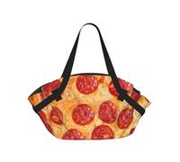WKSGDSG Foldable Camping Tote Bag for Women & Men, 3D Pizza Pepperoni, Waterproof Beach Bag, Convertible Picnic Blanket Tote, 94cm Round Mat, Large Heavy Duty Outdoor Shoulder Bag for Park Travel