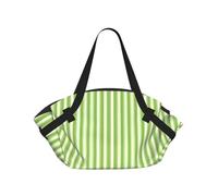 WKSGDSG Foldable Camping Tote Bag for Women & Men, Classic Green Striped, Waterproof Beach Bag, Convertible Picnic Blanket Tote, 94cm Round Mat, Large Heavy Duty Outdoor Shoulder Bag for Park Travel