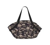 WKSGDSG Foldable Camping Tote Bag for Women & Men, Cool Skull Graphics, Waterproof Beach Bag, Convertible Picnic Blanket Tote, 94cm Round Mat, Large Heavy Duty Outdoor Shoulder Bag for Park Travel