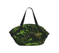 WKSGDSG Foldable Camping Tote Bag for Women & Men, Green Army Camouflage, Waterproof Beach Bag, Convertible Picnic Blanket Tote, 94cm Round Mat, Large Heavy Duty Outdoor Shoulder Bag for Park Travel