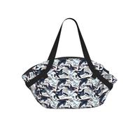 WKSGDSG Foldable Camping Tote Bag for Women & Men, Killer Whale, Waterproof Beach Bag, Convertible Picnic Blanket Tote, 94cm Round Mat, Large Heavy Duty Outdoor Shoulder Bag for Park Travel