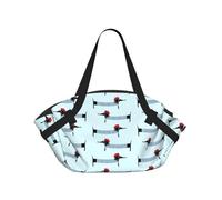 WKSGDSG Foldable Camping Tote Bag for Women & Men, Parisian Dachshund, Waterproof Beach Bag, Convertible Picnic Blanket Tote, 94cm Round Mat, Large Heavy Duty Outdoor Shoulder Bag for Park Travel