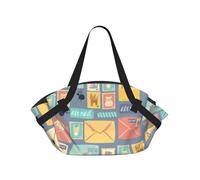 WKSGDSG Foldable Camping Tote Bag for Women & Men, Postal Stationery, Waterproof Beach Bag, Convertible Picnic Blanket Tote, 94cm Round Mat, Large Heavy Duty Outdoor Shoulder Bag for Park Travel