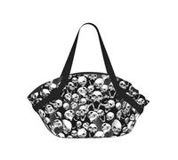 WKSGDSG Foldable Camping Tote Bag for Women & Men, Skull, Waterproof Beach Bag, Convertible Picnic Blanket Tote, 94cm Round Mat, Large Heavy Duty Outdoor Shoulder Bag for Park Travel