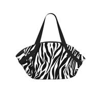 WKSGDSG Foldable Camping Tote Bag for Women & Men, Zebra Print, Waterproof Beach Bag, Convertible Picnic Blanket Tote, 94cm Round Mat, Large Heavy Duty Outdoor Shoulder Bag for Park Travel