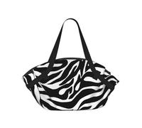 WKSGDSG Foldable Camping Tote Bag for Women & Men, Zebra Print, Waterproof Beach Bag, Convertible Picnic Blanket Tote, 94cm Round Mat, Large Heavy Duty Outdoor Shoulder Bag for Park Travel