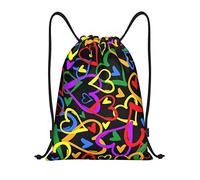 WKSGDSG Gay Pride Rainbow Print Drawstring Backpack Waterproof Gym Bag with Adjustable Lightweight Swim Pool Bag for Men Women Beach Bag Sport String Bag Shopping Travel Sackpack