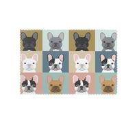WKSGDSG Heat-Resistant Placemats Set Of 6, Thick Polyester Dining Table Mats 45x30cm, Non-Slip Placemat For Dinner Parties & Home Decor, French Bulldog Place Mat For Kitchen, Party, Easy To Clean