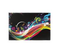 WKSGDSG Heat-Resistant Placemats Set Of 6, Thick Polyester Dining Table Mats 45x30cm, Non-Slip Placemat For Dinner Parties & Home Decor, Colorful Music Place Mat For Kitchen, Party, Easy To Clean