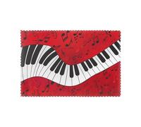 WKSGDSG Heat-Resistant Placemats Set Of 6, Thick Polyester Dining Table Mats 45x30cm, Non-Slip Placemat For Dinner Parties & Home Decor, Music Note Piano Place Mat For Kitchen, Party, Easy To Clean