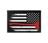 WKSGDSG Heat-Resistant Placemats Set Of 6, Thick Polyester Dining Table Mats 45x30cm, Non-Slip Placemat For Dinner Parties & Home Decor, Red Line Usa Flag Place Mat For Kitchen, Party, Easy To Clean
