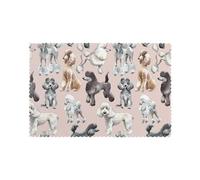 WKSGDSG Heat-Resistant Placemats Set Of 6, Thick Polyester Dining Table Mats 45x30cm, Non-Slip Placemat For Dinner Parties & Home Decor, Poodles Dogs Place Mat For Kitchen, Party, Easy To Clean