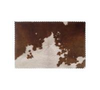 WKSGDSG Heat-Resistant Placemats Set Of 6, Thick Polyester Dining Table Mats 45x30cm, Non-Slip Placemat For Dinner Parties & Home Decor, Red Brown Cowhide Place Mat For Kitchen, Party, Easy To Clean