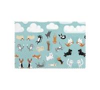 WKSGDSG Heat-Resistant Placemats Set Of 6, Thick Polyester Dining Table Mats 45x30cm, Non-Slip Placemat For Dinner Parties & Home Decor, Raining Cats & Dogs Place Mat For Kitchen, Party, Easy To Clean