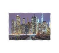 WKSGDSG Heat-Resistant Placemats Set Of 6, Thick Polyester Dining Table Mats 45x30cm, Non-Slip Placemat For Dinner Parties & Home Decor, New York City Place Mat For Kitchen, Party, Easy To Clean