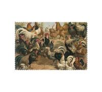 WKSGDSG Heat-Resistant Placemats Set Of 6, Thick Polyester Dining Table Mats 45x30cm, Non-Slip Placemat For Dinner Parties & Home Decor, Chicken Rooster Place Mat For Kitchen, Party, Easy To Clean