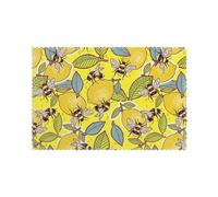 WKSGDSG Heat-Resistant Placemats Set Of 6, Thick Polyester Dining Table Mats 45x30cm, Non-Slip Placemat For Dinner Parties & Home Decor, Yellow Lemon Bee Place Mat For Kitchen, Party, Easy To Clean