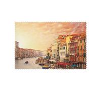 WKSGDSG Heat-Resistant Placemats Set Of 6, Thick Polyester Dining Table Mats 45x30cm, Non-Slip Placemat For Dinner Parties & Home Decor, Venice Canal View Place Mat For Kitchen, Party, Easy To Clean