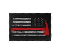 WKSGDSG Heat-Resistant Placemats Set Of 6, Thick Polyester Dining Table Mats 45x30cm, Non-Slip Placemat For Dinner Parties & Home Decor, Axe Red Line Flag Place Mat For Kitchen, Party, Easy To Clean