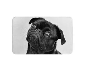 WKSGDSG Indoor Door Mat 80x49 Cm Cute Black Pug Dog Front Doormats Non-Slip Indoor Door Mats For Entryway Washable Absorbent Area Rug Soft Welcome Mats For Front Door Entrance Bathroom Inside