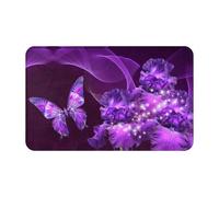 WKSGDSG Indoor Door Mat 80x49 Cm Purple Butterfly Rectangular Floral Welcome Mats For Front Door Entrance Bathroom Inside