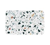 WKSGDSG Indoor Door Mat 80x49 Cm White Terrazzo Front Doormats Non-Slip Indoor Door Mats For Entryway Washable Absorbent Area Rug Soft Welcome Mats For Front Door Entrance Bathroom Inside