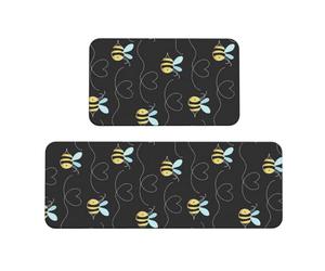 WKSGDSG Kitchen Rugs Set Of 2, Bumble Bees Area Rugs, Machine Washable Kitchen Floor Mats Anti Fatigue Non-Slip Rug Soft Comfort Floor Mat For Bathroom Home Office Sink Laundry Decor