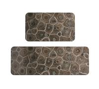 WKSGDSG Kitchen Rugs Set Of 2, Petoskey Stone Area Rugs, Machine Washable Kitchen Floor Mats Anti Fatigue Non-Slip Rug Soft Comfort Floor Mat For Bathroom Home Office Sink Laundry Decor