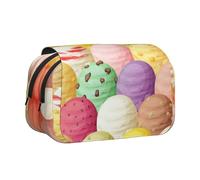 WKSGDSG Large Capacity Pencil Case for Girls & Boys, Double Layer Pencil Case with Flip Top, Ice Cream Pen Bag Organizer, Portable Office Stationery Makeup Bag Pencil Pouch for School, College, Exams