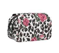 WKSGDSG Large Capacity Pencil Case for Girls & Boys, Double Layer Pencil Case with Flip Top, Red Rose Pen Bag Organizer, Portable Office Stationery Makeup Bag Pencil Pouch for School, College, Exams